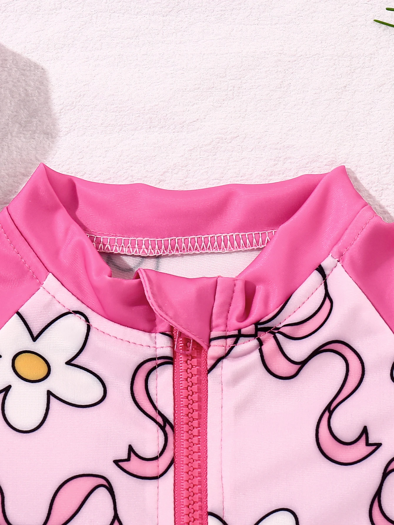 Baby Boys And Girls Cartoon Bow Printed Long Sleeved One-Piece Swimsuit Swim Cap kids swimsuits