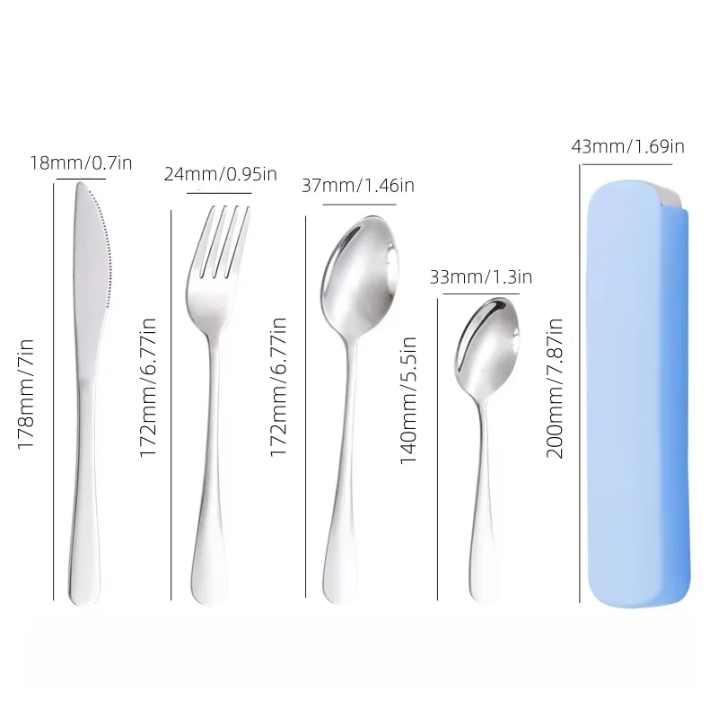 Portable Tableware Spoon Knife Fork Four-piece Set Household Simple Student Dormitory Tableware Set Fit Outdoor cutlery set western style cutlery set picnic cutlery set picnic tableware camping cutlery set wooden cutlery set ceramic dinnerware set