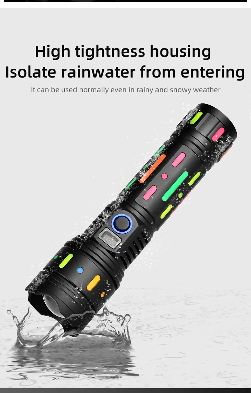 60W GT50 LED Flashlights USB Rechargeable High Power Tactical 5