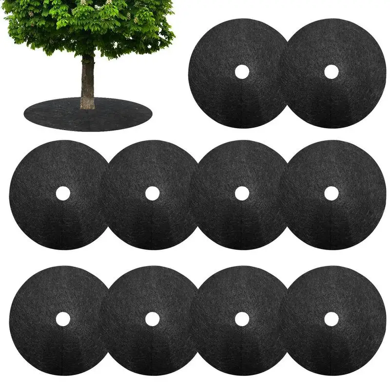 10pcs Non-Woven Tree Mulch Rings Round Anti Grass Tree Cover Degradable Plant Cover Growth Control Plant Root Protection