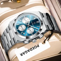 POEDAGAR Luxury Fashion Male Watch Chronograph Date Stainless Steel Quartz Men Watch Waterproof Luminous Business Men's Watches