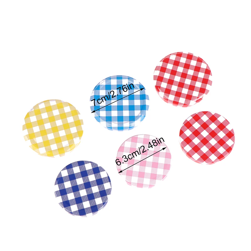 10 Pcs Colorful Lattice Jam Jars Lids Wide Mouth Screw Lids Storage Caps For Jars Glass Round Storage Cover
