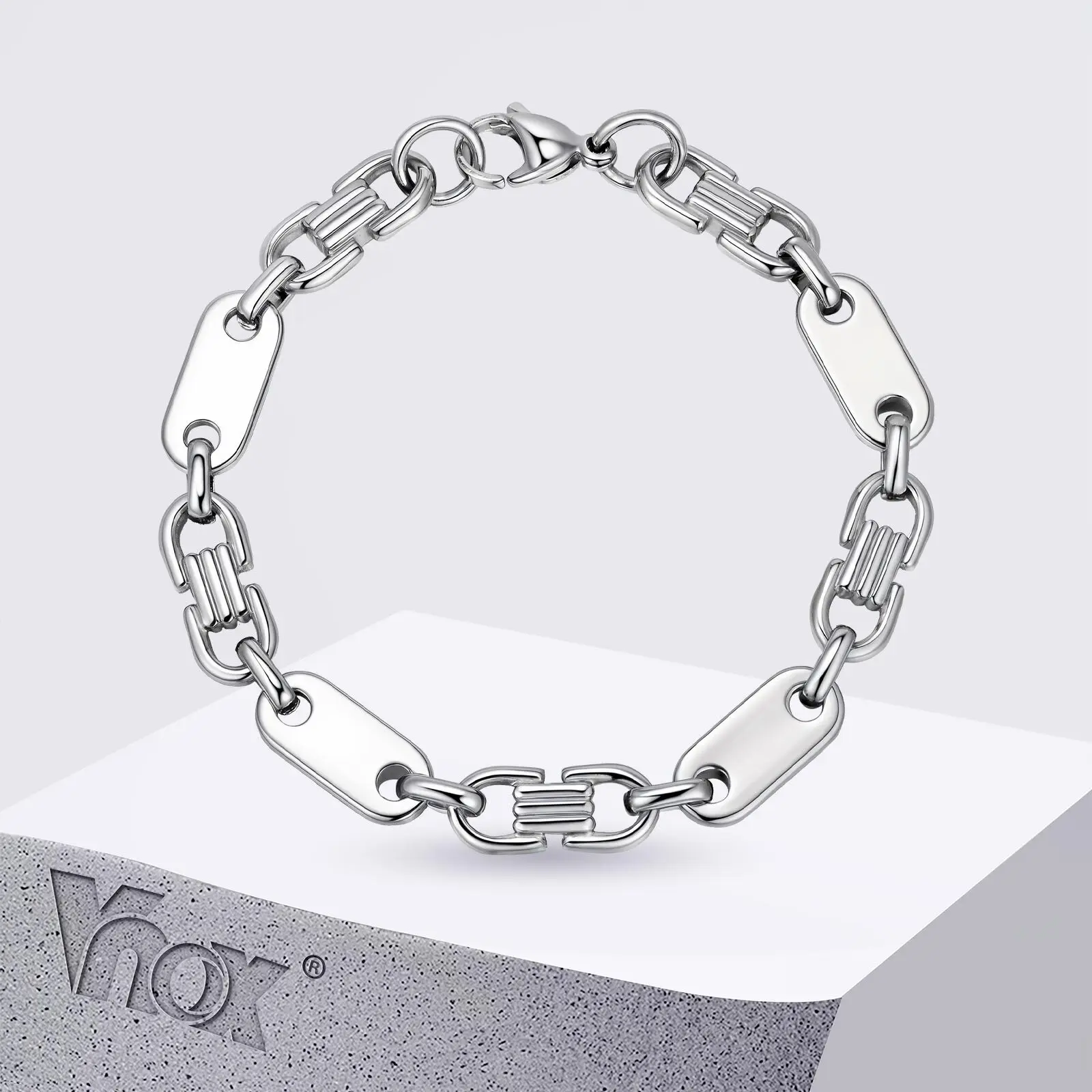 Vnox 8MM Stainless Steel Link Chain Bracelet for Men, 20.5cm Length Lobster Clasp Wristband, Trendy Gifts for Father Husband Son 1