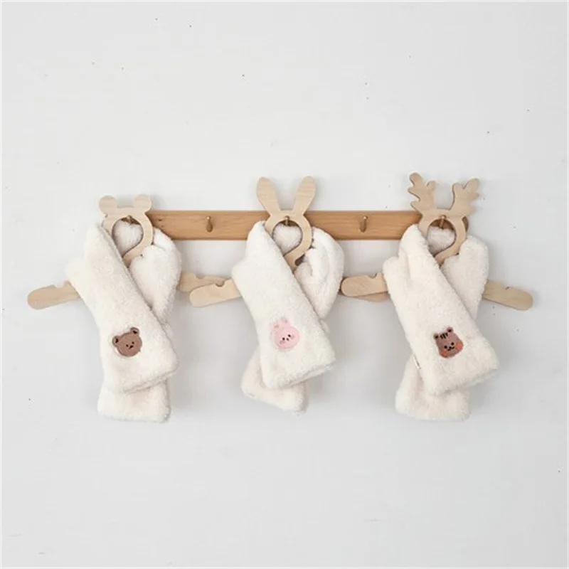 Cute Plush Baby Scarf Children's Scarves Boys Girls Windproof Warm Clothes Bear Embroidery Infant Babies Accessories