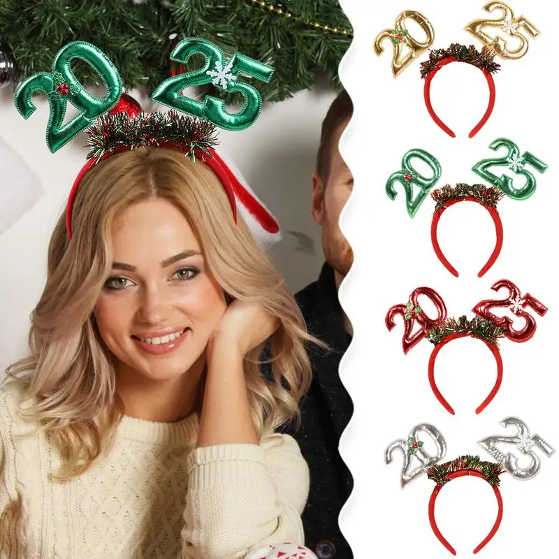 Christmas Headband Xmas Elk Horn Bell Sequin Christmas Hair Band Happy New Year Photo Props Merry Decor Gifts for Kids