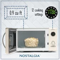 Retro Countertop Microwave Oven ,Large 800-Watt ,12 Pre-Programmed Cooking Settings - Digital Clock,Kitchen Appliances 2