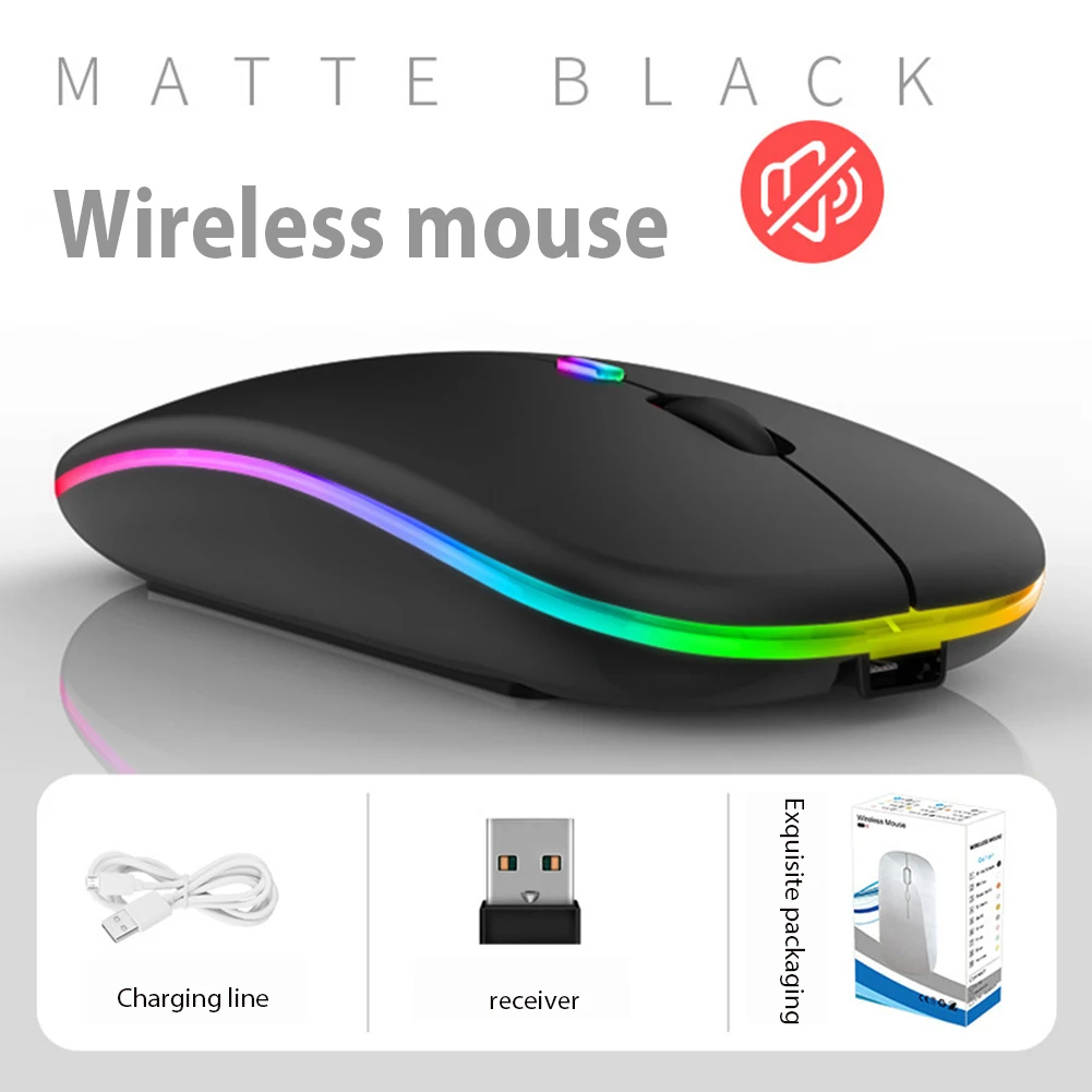 Rechargeable Optical Wireless Mouse Slient Button Ultra Thin Mini Optical Ultrathin USB 2.4G Mice for Computer Laptop Computer