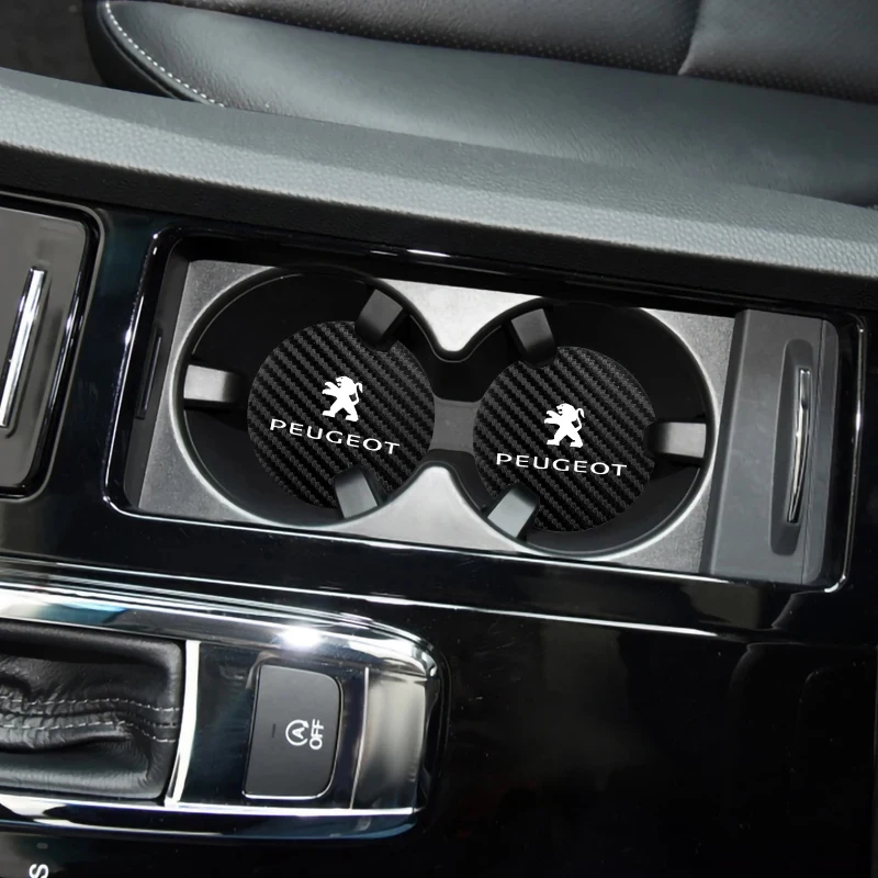 Car Interior Anti Slip Pad Car Accessories Carbon fibre Coaster Non Slip Water Cup Pad Mat For Peugeot 408 4008 308 3008 5008 508 2008 208 301 407 108 106