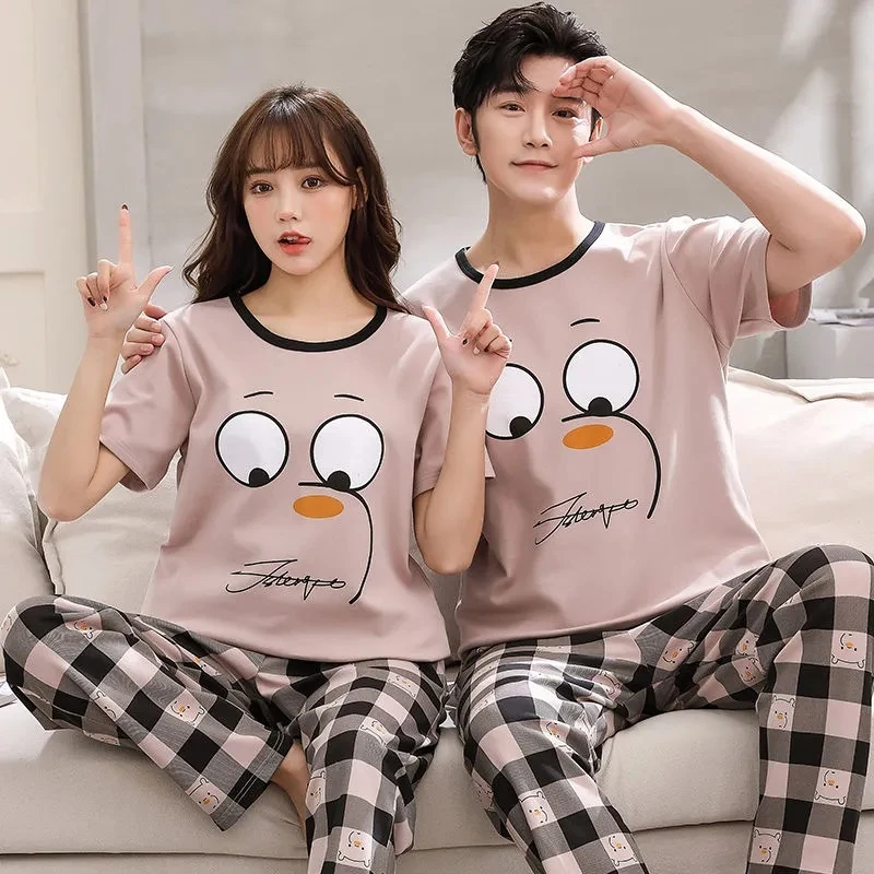 Couple Matching Pajamas Set For Mens Sleepwear Anime Pijama For Women Homewear Cozy Nightgown Home Clothes Hombre Night Suit