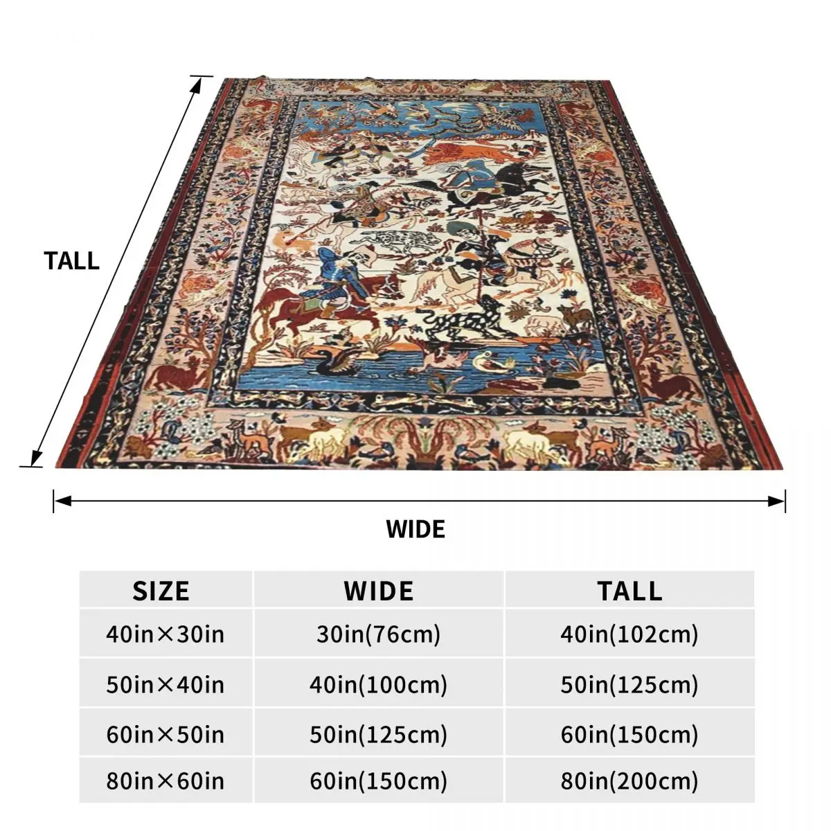Antique Persian Isfahan Silk Rug With Flowers Animals Blankets Fleece Lightweight Throw Blankets Sofa For Home Throws Bedspread 3