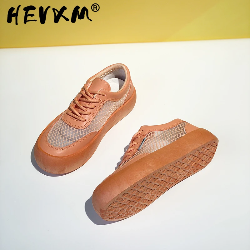 

2023 Mesh Women Summer White Sneakers Breathable Platform Cross-tied Vulcanized shoes Flat Round Toe Sport Tenis Feminino
