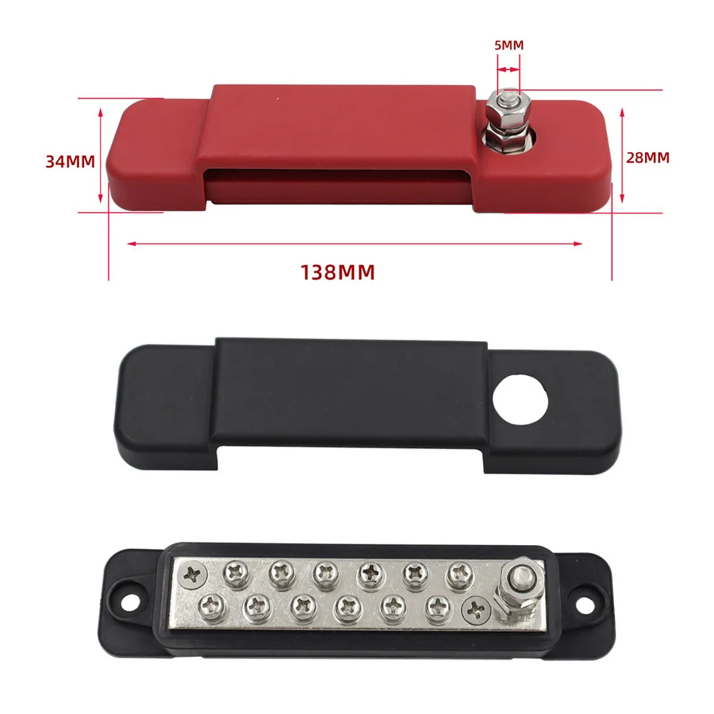 High-Capacity 12-Point Battery Power Distribution Bus Bar for Vehicles and Marine Applications