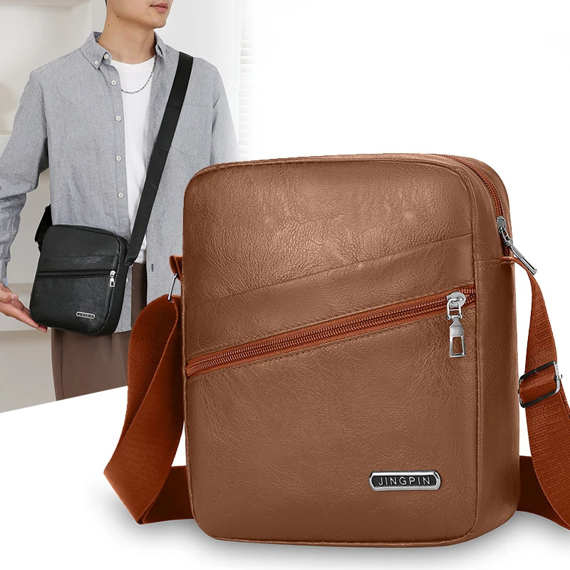 Men's crossbody bag, shoulder bag, business bag, casual men's leather bag, briefcase, adjustable shoulder strap