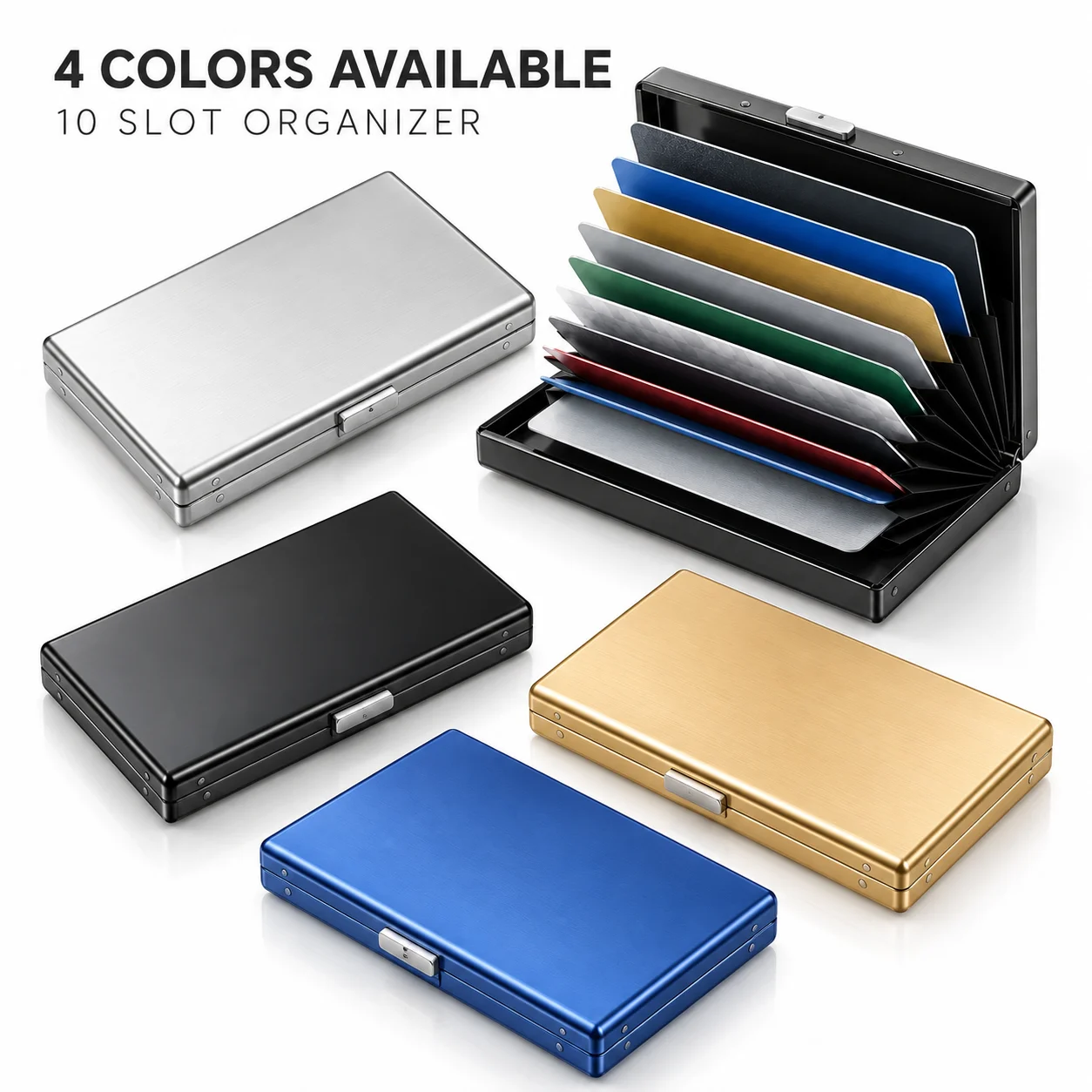 Sleek Stainless Steel RFID-Blocking Credit Card Holder – 10-Slot Slim Metal Wallet