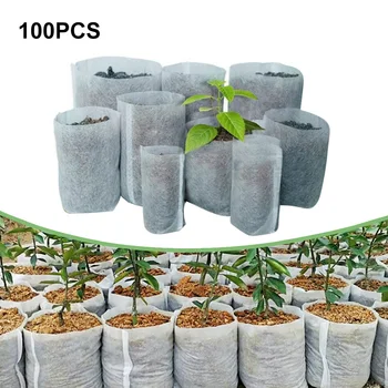 100pcs Biodegradable Nonwoven Fabric Nursery Plant Grow Bags Seedling Growing Planter Planting Pots Garden Seed Nursery Bags tanie i dobre opinie CN (pochodzenie) Torby na rośliny non-woven fabric JJ220125 plant pot Orchard and garden garden accessories For garden and vegetable patch
