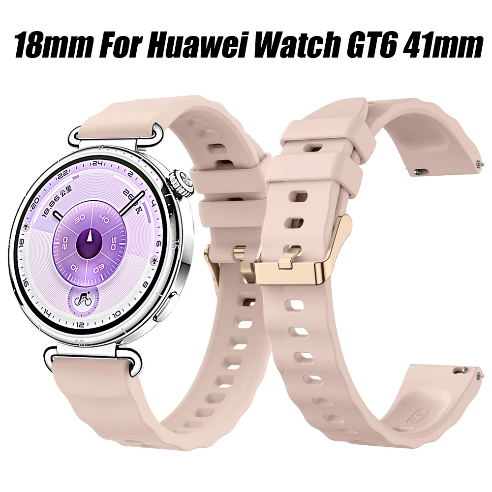 Rose Gold Buckle Sport Silicone Strap – 18mm Premium Watchband Bracelet