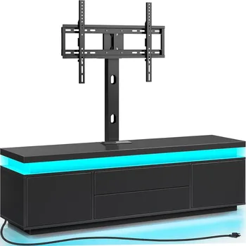 TV Stand with Mount & Power Outlet, 51" TV Stand Mount for 65 Inches TVs, Modern Entertainment Center with Storage Cabinet 1