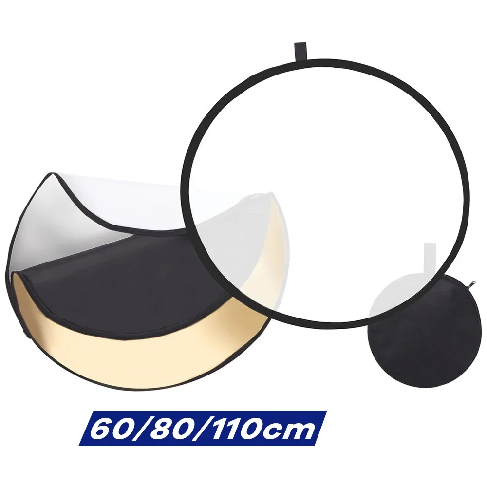 Photography Reflector Macro Photography Diffuser 60/80/110cm 5-in-1 Collapsible Circular Reflector Disc Translucent Diffusion Panel Studio Lighting Modifier for Product Portrait