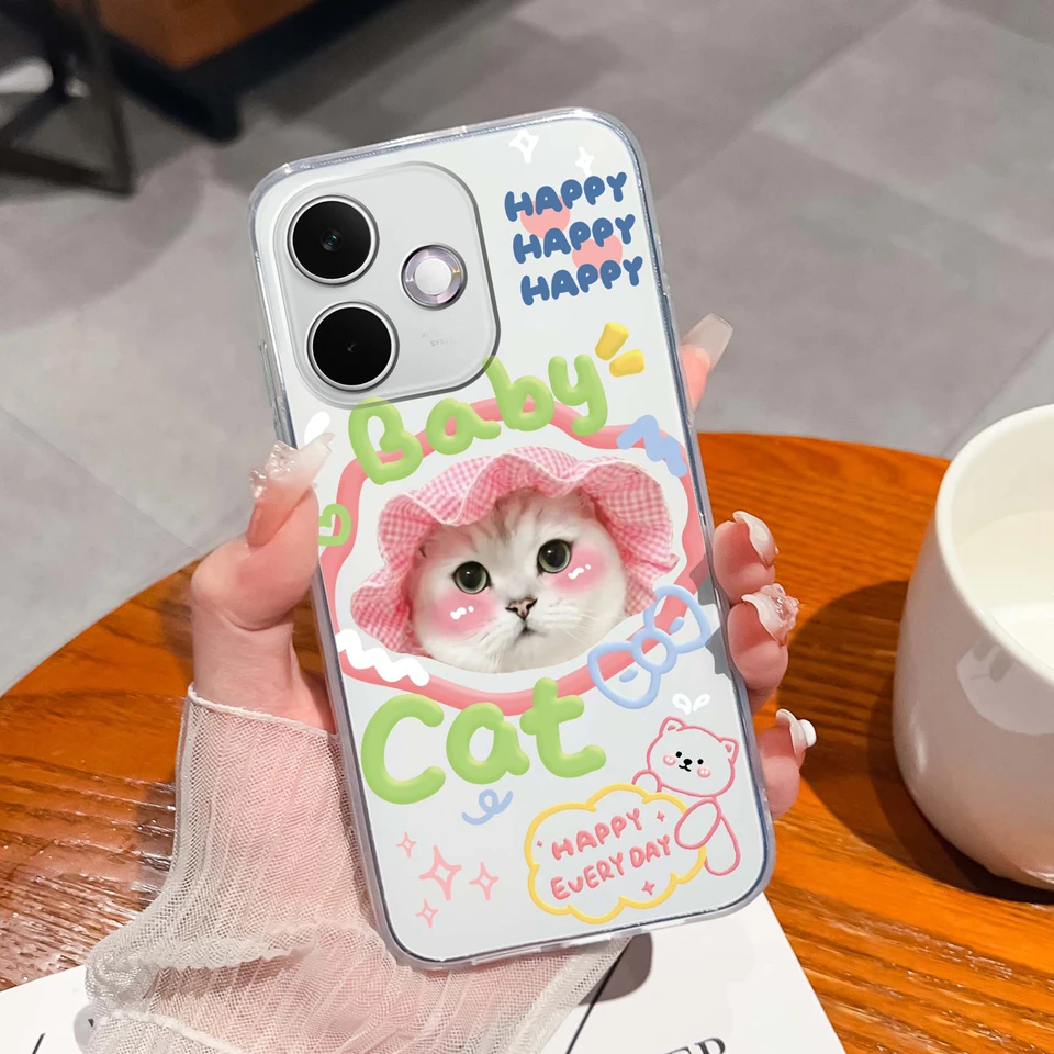 Personalized Clear Case with Butterfly & Cat Design - Antifouling & Anti-Drop Protection