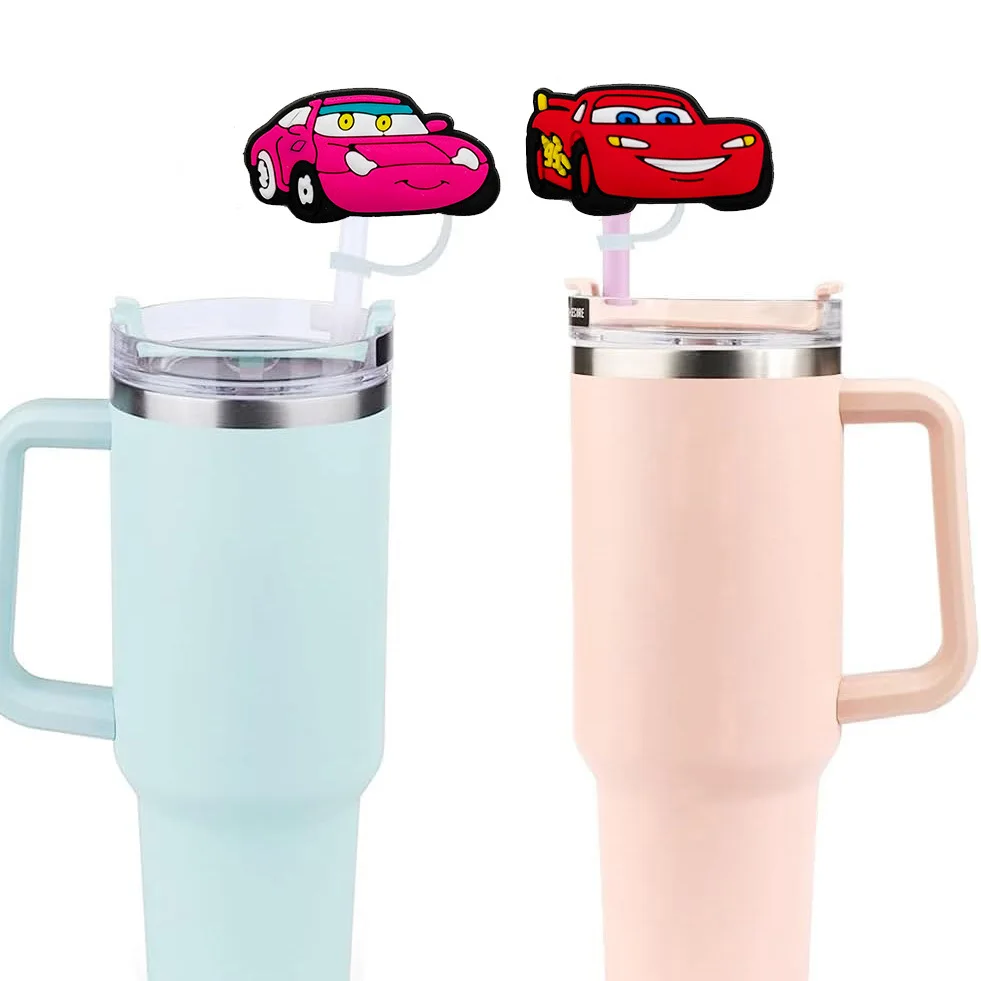 1-20개 자동차 맥퀸 실리콘 빨대 뚜껑, 스탠리 유리컵용 빨대 캡, 손잡이가 있는 30&40온스 텀블러용, 방진 재사용 가능