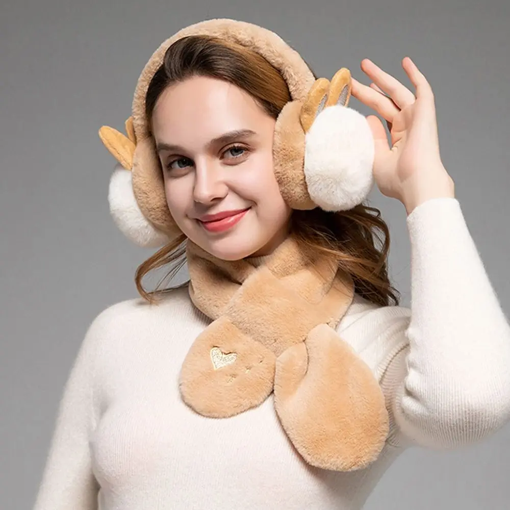 Women's Fashion Earmuffs Rabbit Ear Folding Earmuffs Faux Fur Plush Winter Warm Cold Protection Earflaps