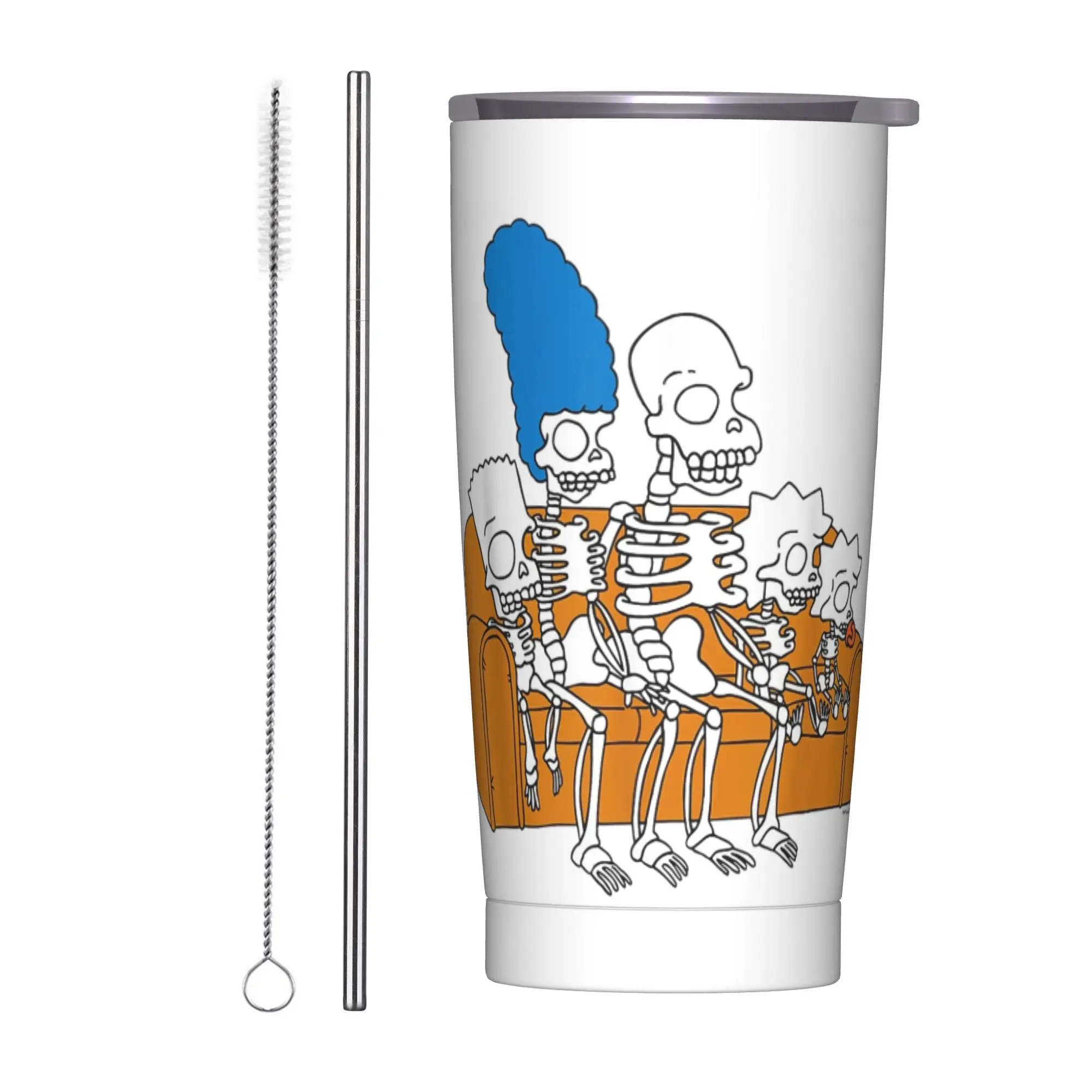 Stainless Steel Tumbler with The Simpsons Cartoon Design - Versatile Hot & Cold Beverage Cup