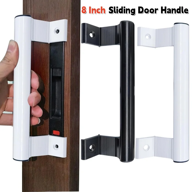 8 Inch Glass Door Pull Handle for Patio Doors Universal Right/Left Aluminum Alloy Sliding Door Handles Furniture Cabinet Handle