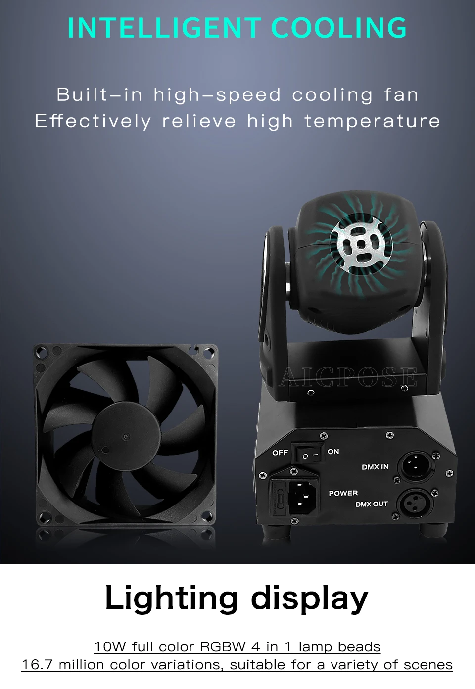 Mini LED 10W Spot Strahl Moving Head Licht Mit DMX512 Bühne Licht Stroboskop Für Home Entertainment Professionelle DJ disco Bühne – Detail 4