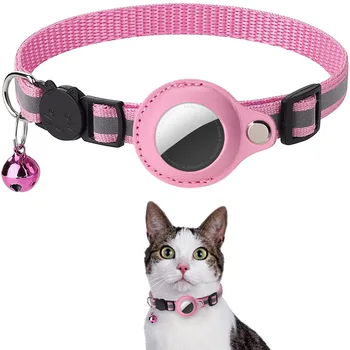 Accesorios GPS para mascotas, Collar antipérdida para gatos, rastreador Apple Airtag, funda protectora con campana, Collar reflectante para gatos, herramienta para gatitos