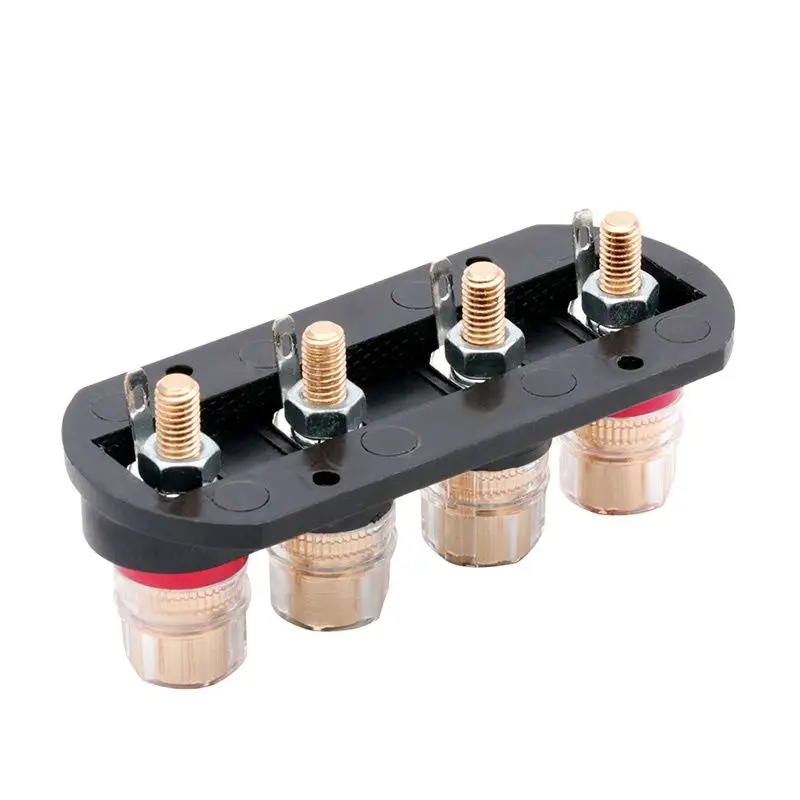 1x4 Panel Mount Banana Jack Connector 4mm Thread Binding Post + 4pcs 4mm Banana Plug black/red
