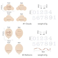 Wooden Baby Month Photography Prop Cloud Shape Record Card Newborn Birthday Gift Milestone Card Souvenir Baby Photo Accessories 6