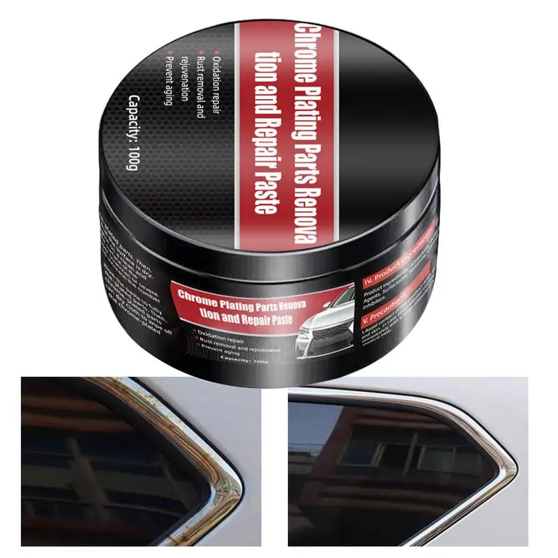 100g Chrome Cleaner and Polish Chrome Reconditioning Cream Automotive Tarnish Remover Repair Agent for Door Handle Window Strip