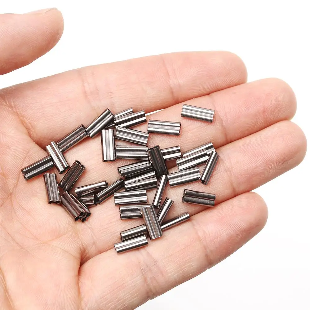 Fishing Crimp Sleeves Barrel Fish Wire Tube Brass Fishing Single Double Barrel Crimping Sleeves Tackle Connector Terminal Tackle cable crimps sleeves,fishing tools,fishing tool,fishing accessories,fishing tackle,fishing line connectors