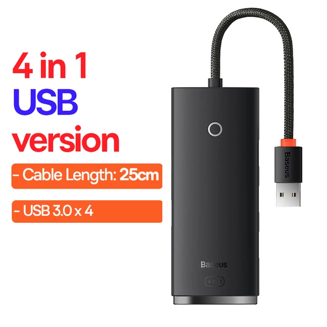  USB-концентратор Baseus 4 в 1, USB Type C на Multi USB 3,0 