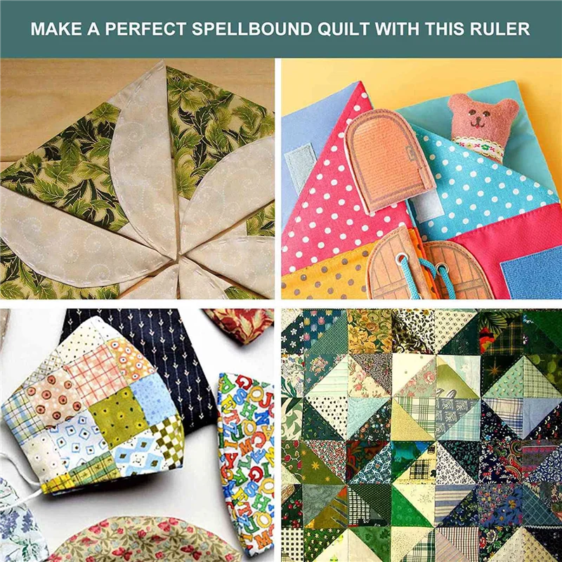 AA49 2X 90도 더블 스트립 퀼트 눈금자, 10인치 아크릴 퀼팅 삼각형 눈금자..