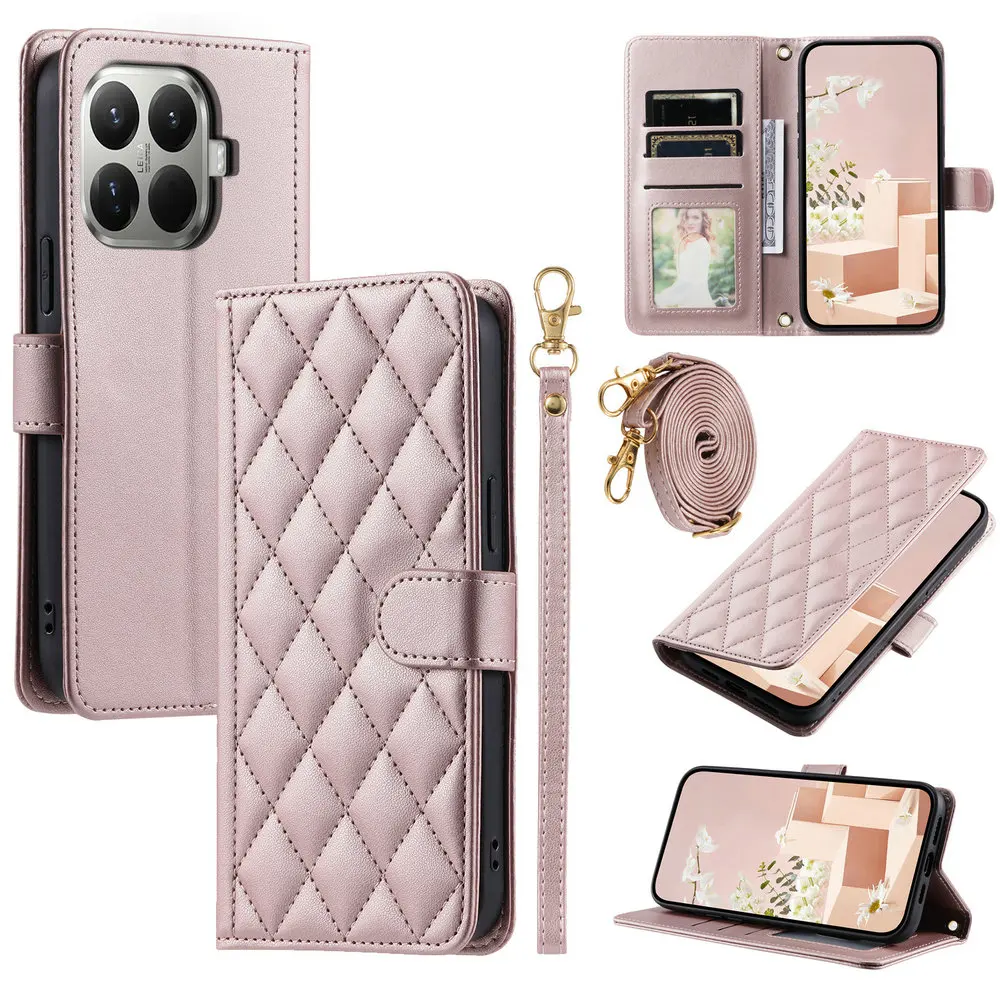 Crossbody Leather Flip Book Wallet Case - Premium Cover