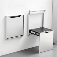 Creative Invisible Wall-mounted Shower Seats Aluminum Bathroom Bath Chair Modern Folding Mute Shoe Changing Stool with Armrests 2