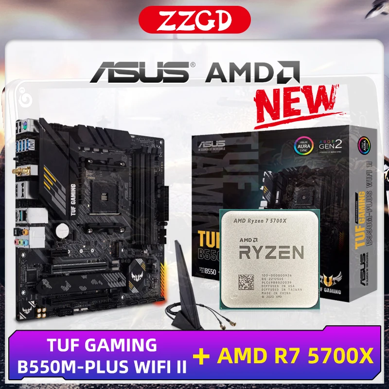 AMD New Ryzen 7 5700X R7 5700X CPU + ASUS TUF GAMING B550M PLUS (WI FI) II Motherboard Set