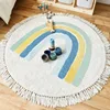 Round Rug with Tassels Bedroom Living Room Decoration Cute Cartoon Kids Carpet Children Area Rugs Home Decor Machine Washable 2