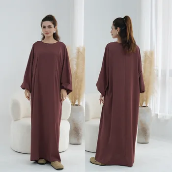 Latest Muslim Women's Dresses Nursing Mother Abaya With Side Zippers for Islamic Women Wide Sleeves Breastfeeding Abaya