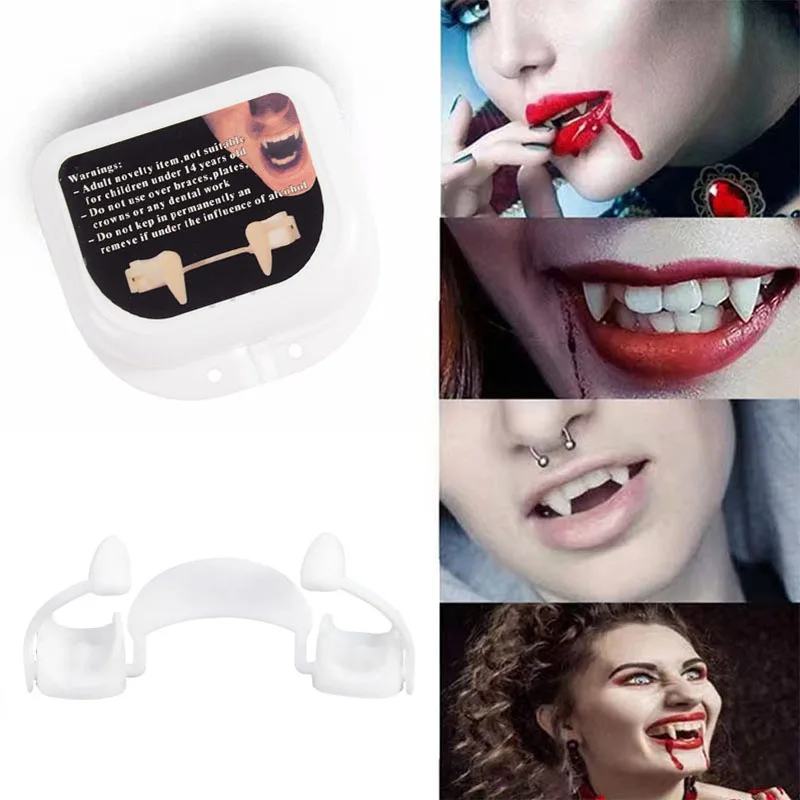 

Halloween Vampire Teeth Retractable Fangs Masquerade Party Horror Zombie Teeth Monster Werewolf Fangs Cosplay Costume Decor Prop