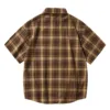 Men'S Short Sleeved Japanese Vintage Plaid Printed Shirt Summer Vacation Beach Check Shirt Button Down Half Sleeved Shirt 4