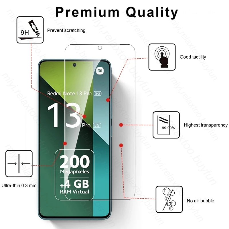 Premium 4-in-1 Tempered Glass Case with Screen Protector and HD Film