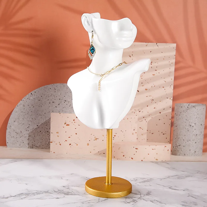 Black/White Resin/Metal Earrings Necklace Jewelry Display Mannequin 3 Colors Stand Holder Bangle Watch Jewelry Storage