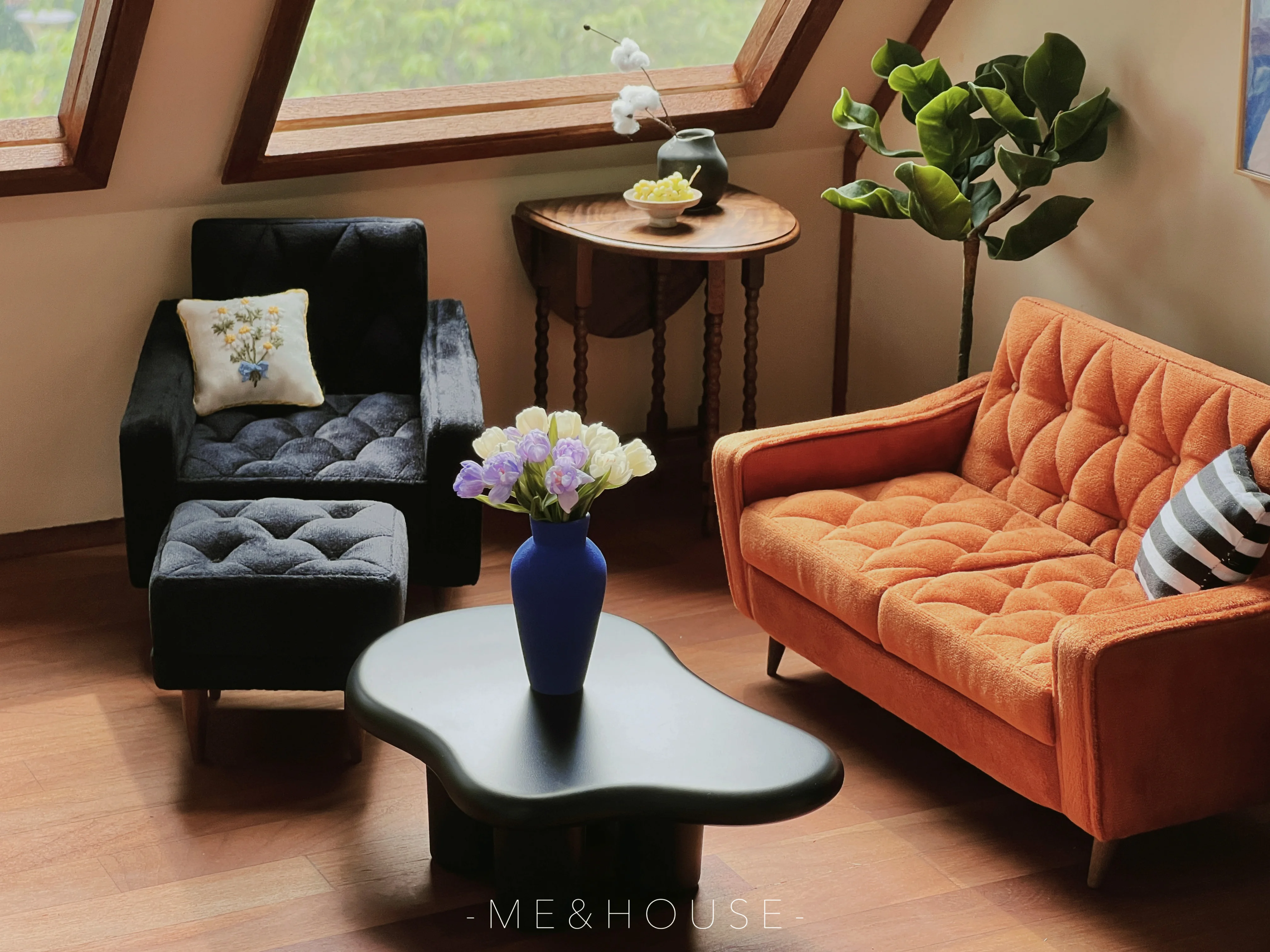 1/6 bjd ob11 miniature dollhouse furniture Mini model Living room furniture kitchen  sofa/footstool 4