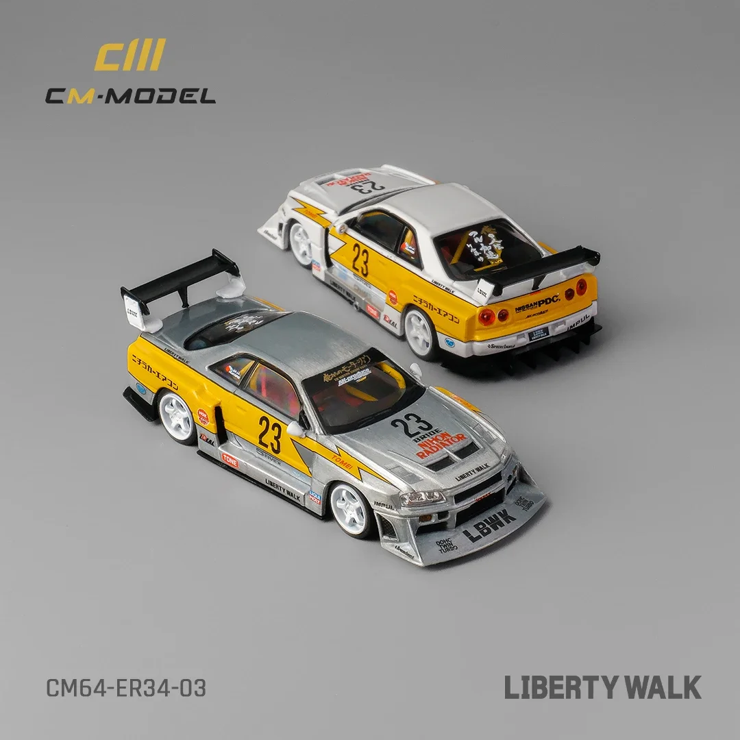 

CM In Stock 1:64 LBWK SKYLINE ER34 SUPER SILHOUETTE Replaceable Wheels Diecast Diorama Car Model Collection Miniature Carros