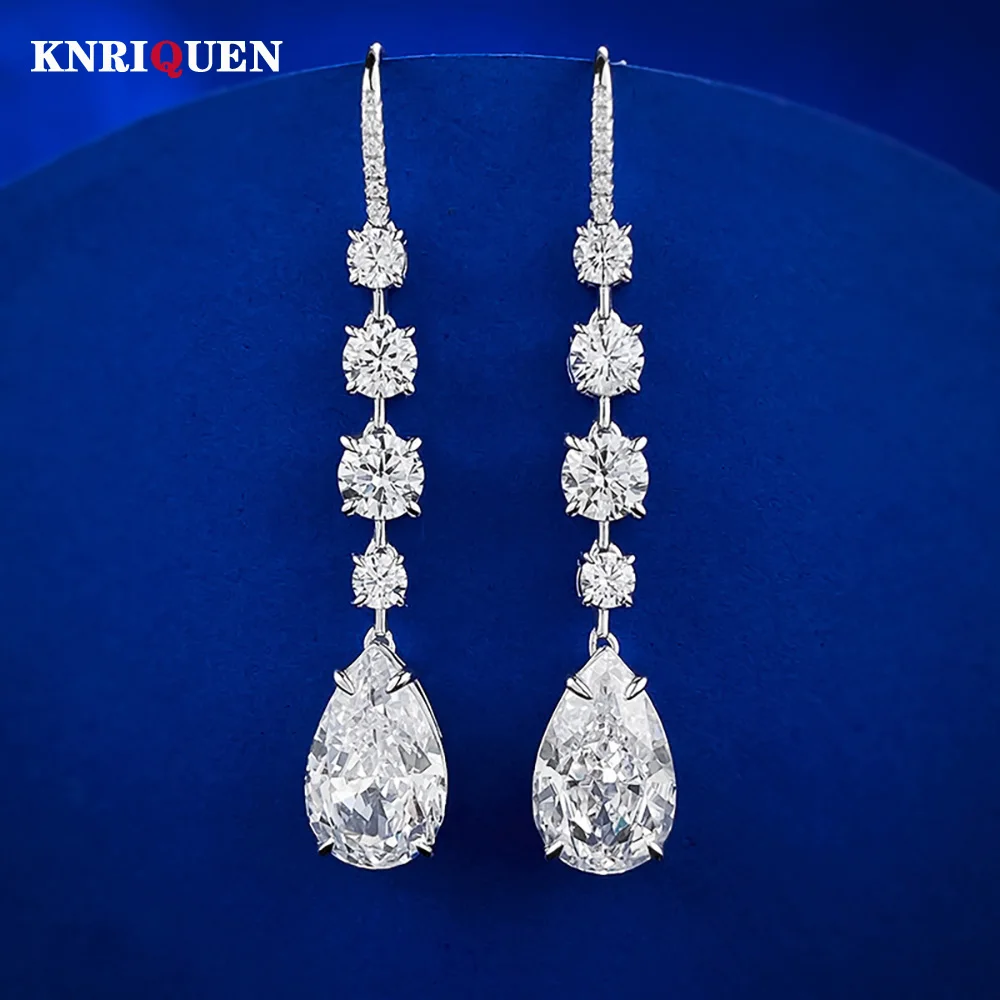 

Original 925 Sterling Silver 9*14mm Lab Diamond Dangle Earrings Party Wedding Drop Earrings for Women Bridal Jewelry Gifts Bijou