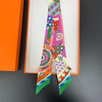 2024 Brand New Design Owl Scarf Women Luxury Silk Scarf Fashion Hair Headband Foulard Skinny Bag Scarves Neckerchief For Ladies - Image 2