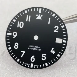 Pilot Style Watch Dial and Hand Sets with C3 Green Luminous - Available in Black, Blue, Green, and White - ETA PT5000 (Type A Black)
