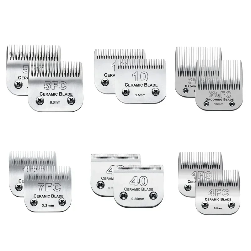 2Pack Detachable Dog Grooming Clipper Replacement Blades Compatible with Andis/Wahl/Oster Dog Pet Clippers, Ceramic Blade
